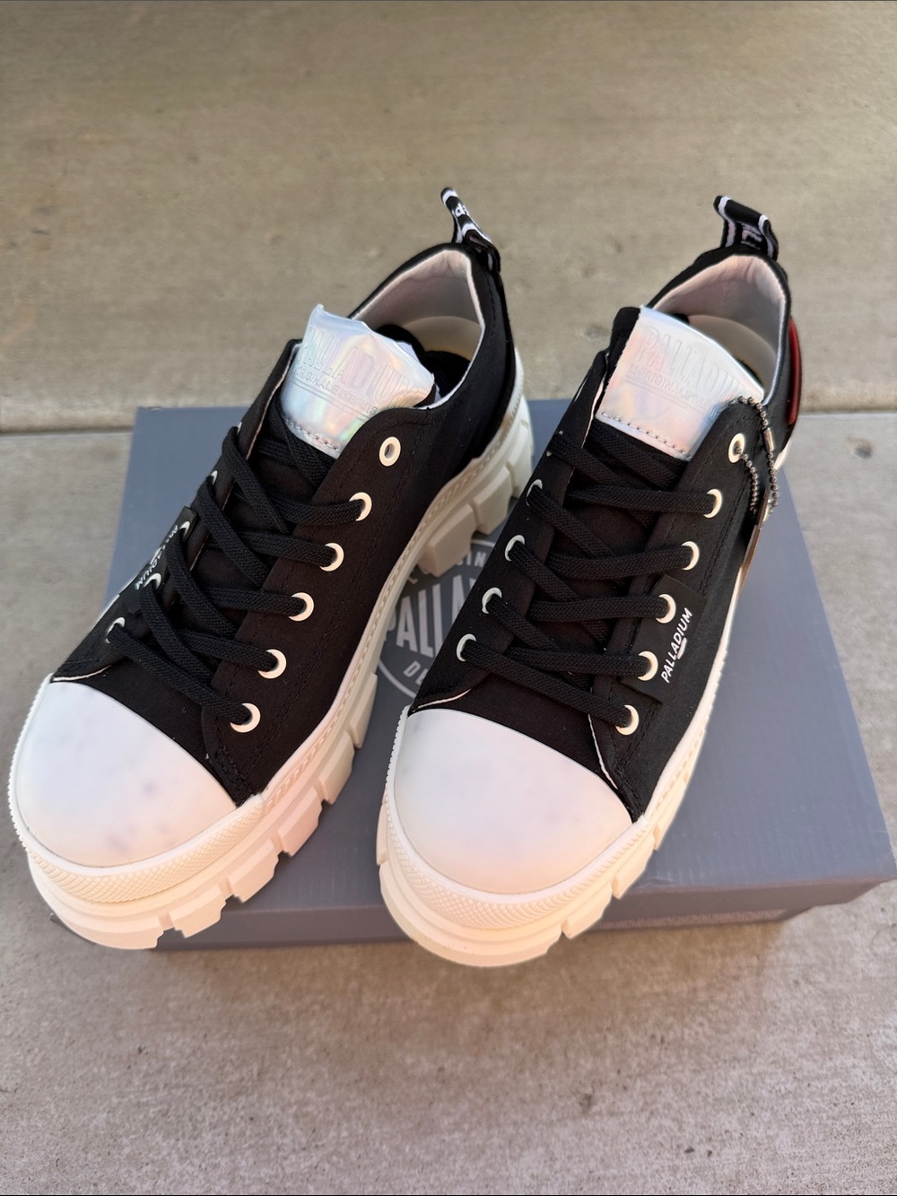 Palladium Women's Black Canvas Sneakers with White Toe and Sole